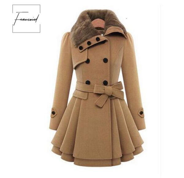 

coat winter wool blends coats female long sleeve jacket winter woman coat warm windbreaker plus size 2019 mujer invierno new, Black