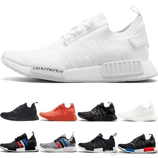 

r1 nmd running shoes og japan triple black white solar red core oreo men women designer trainer sport sneaker size 36-45