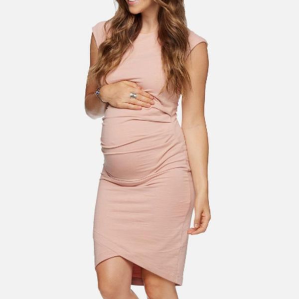 

solid color sleeveless maternity dress new summer 2020 women vest dress pink fashion pregnant round neck comfort q0605, White