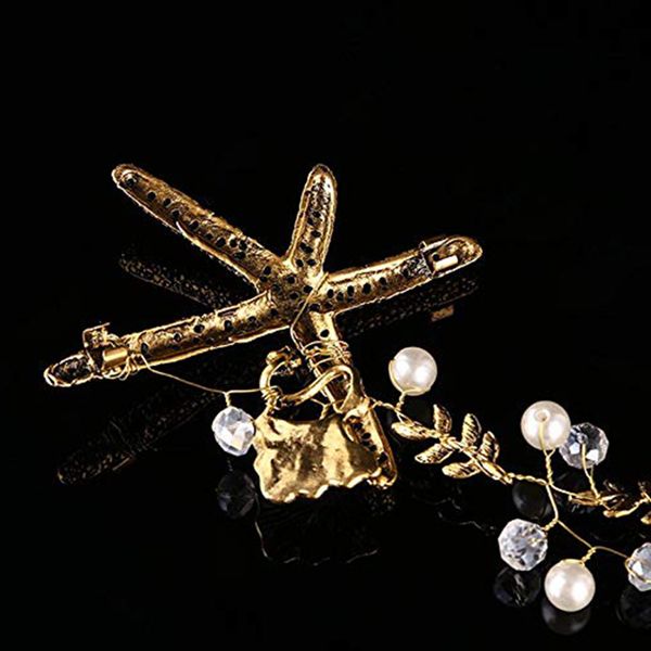 

handmade starfish hair accessories bridal gown accessories bridal handmade headdress, Golden;white