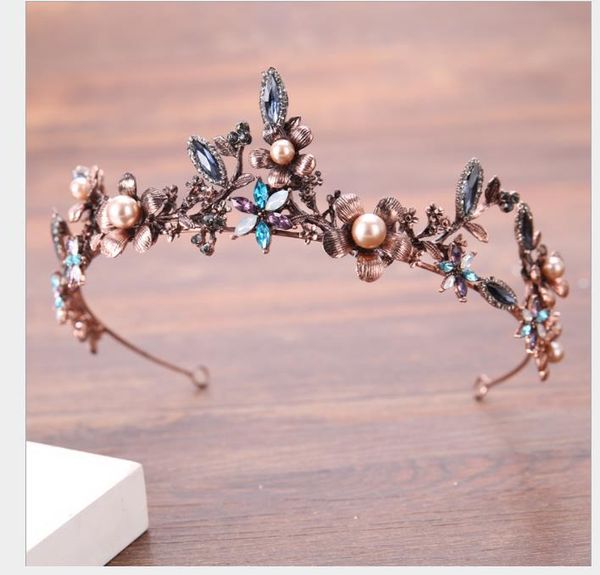 

retro golden flower wedding headdress bride alloy headdress hoop wedding garment jewelry, Slivery;golden