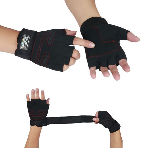 

weight lifting gym gloves training fitness wrist wrap workout exercise sports glovesm1 pair magnetic therapy, Black;red