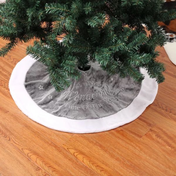 

90cm white gray apron snowman tree skirt new year xmas tree carpet merry christmas decoration for home outdoor decor navidad