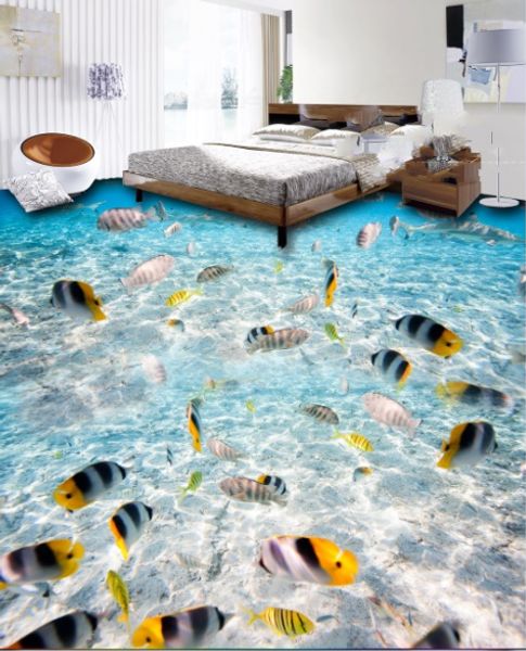 

self-adhesive] 3d shallow fish in the water 11121 floor wallpaper mural wall print decal wall murals