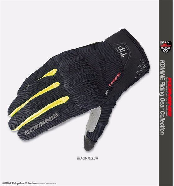 

komine gk-183 black yellow gk 183 3d protect mesh touch screen gloves motorbike mx cycling sports motorcycle summer gloves