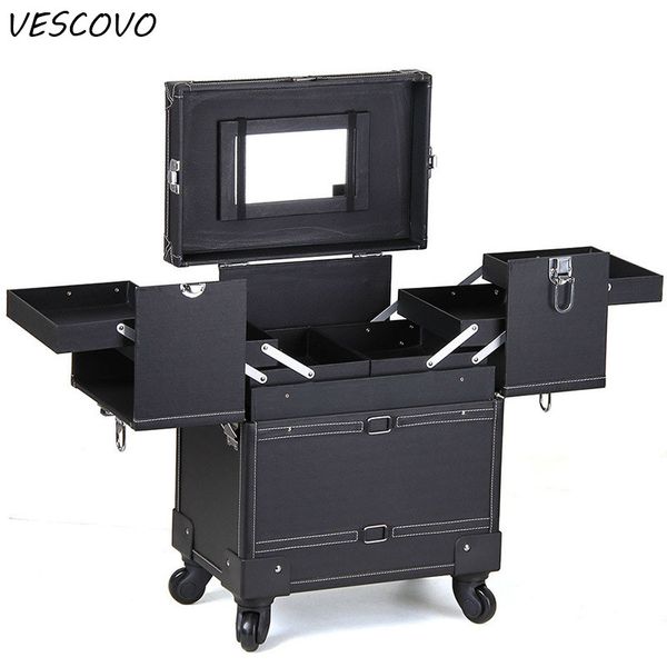 

vescovo trolley cosmetic case profession woman makeup trolley box nails beauty luggage travel cosmetic bag on wheels