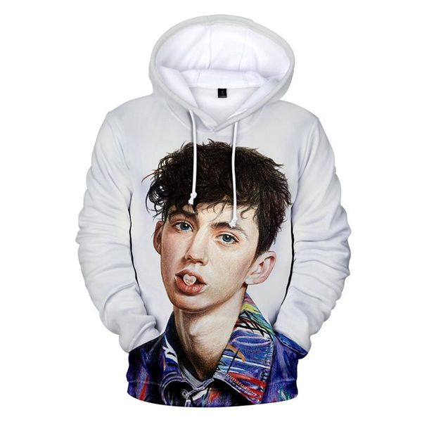 

troye sivan 3d print sweatshirts fashion designer spring autumn hoodies loose sleeve couple clothing crew neck pullover casual apparel, Black