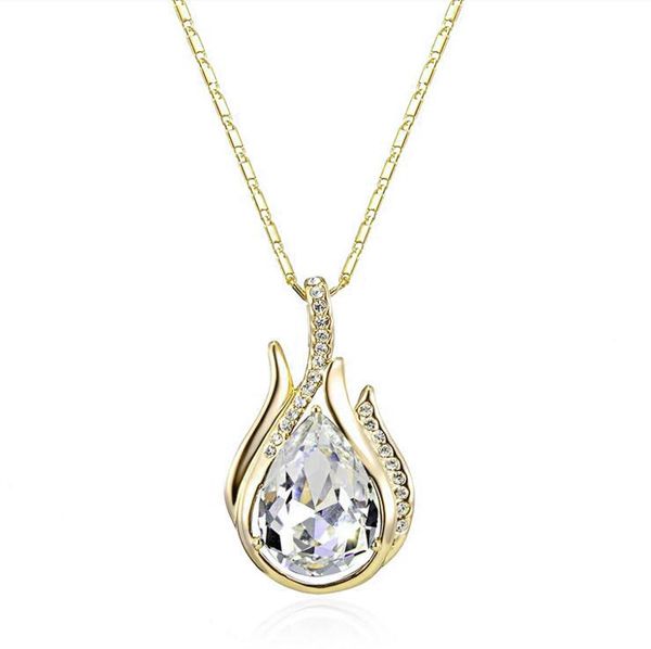 

fashion women gift crystal necklace austrian crystal water tear drop pendant design necklace fashion jewelry necklace women, Silver