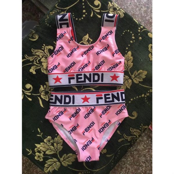 

girls luxury swimwear children designer fashion two piece swimming clothing girls fashion brand letters print bikinis designer swim 2020, Blue