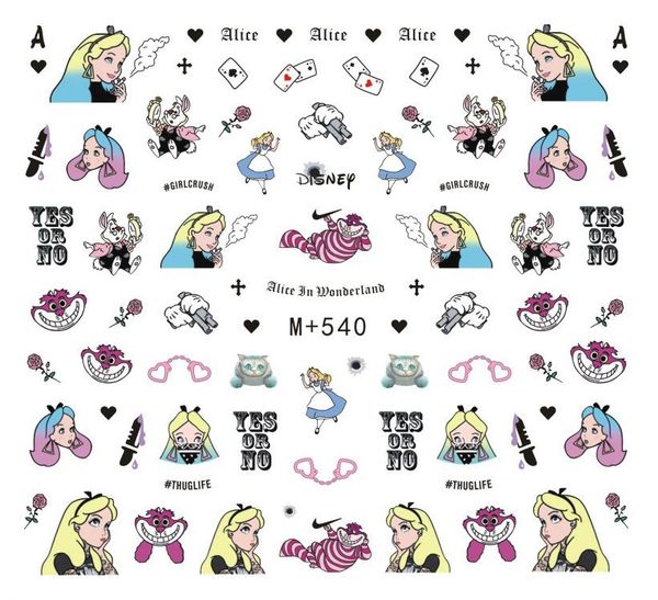 

5sheet 15type new japanese and korean watermark sticker cartoon nail sticker nail ornaments, Black