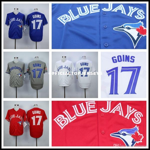 

men #17 ryan goins jersey stitched blue gray red white, Black;blue