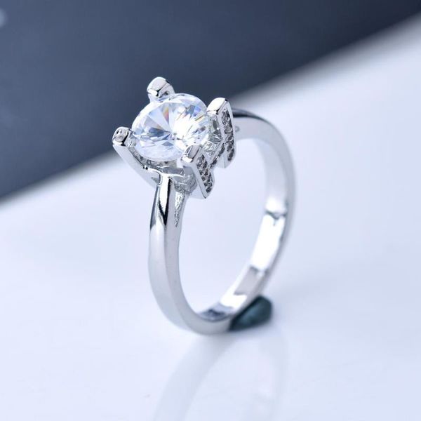 

new trendy crystal engagement design rings for women white zircon cubic elegant rings female wedding jewerly, Slivery;golden