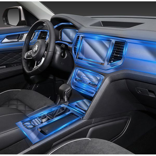 

lsrtw2017 transparent tpu car interior protective film gear hd sticker for vw atlas teramont gps navigation 2017-2020
