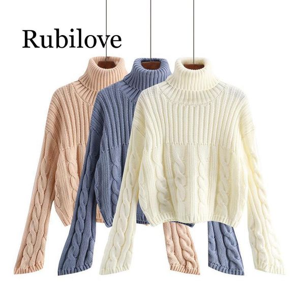 

rubilove 2019 autumn winter women turtleneck sweater knitted pullover warm female sweater jumper pull femme, White;black