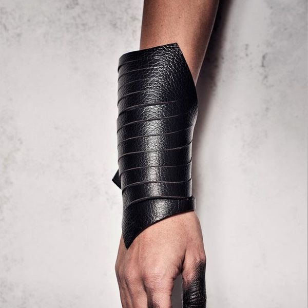 

2019 new luxury punk wrap leather bracelets & bangles for women leather elegant black wide bracelet jewelry christmas gift, Golden;silver