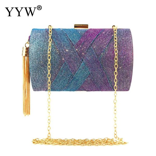 

purple clutch bag gold tassels clutch purse women wedding glitter clutches elegant 2020 wedding purse with gold chain