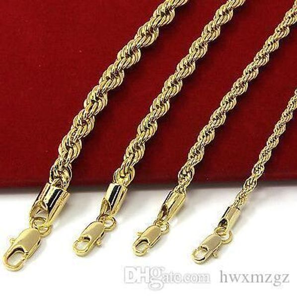 

mens 14k yellow gold plated width 3 4 5 6mm french rope link chain necklace, Silver