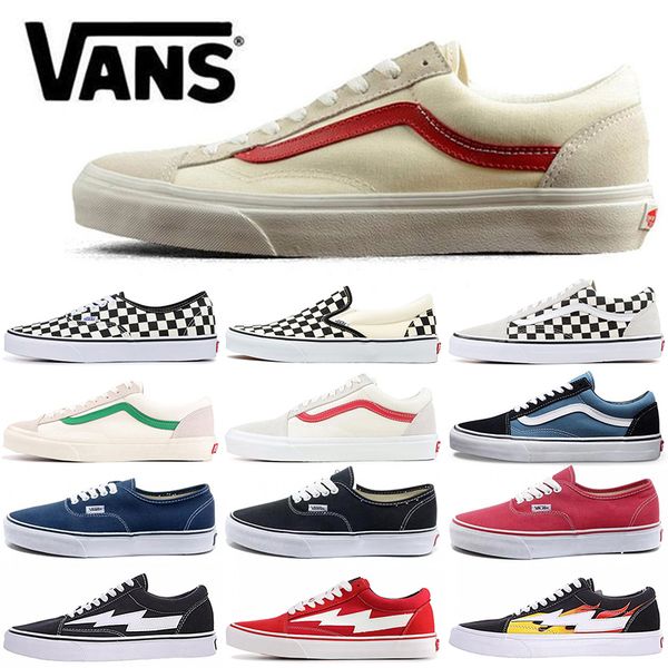 

2020 wholesale van flat shoes classic colour triple black white designer canvas for mens women trainers sneakers green blue 36-44, White;red