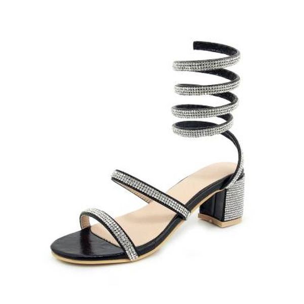 

qplyxco elegant fashion big size 32-464summer women sandals high heels 5.5 cm wedding party dance shoes a4-8, Black