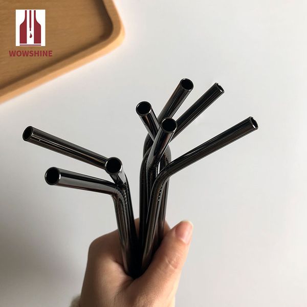 

wowshine factory gun black 8 straws+2 brushes stainless steel straws 10pcs/set