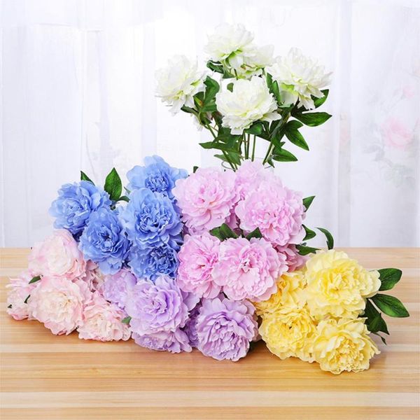 

7 pcs/set artificial flowers 75cm colorful peony fake flowers bouquet for home party new year decoration valentines day gift