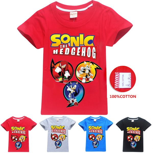 

sonic the hedgehog printed kids t-shirts 4 colors 6-14t boys 100% cartoon t shirt kids designer clothes boys ss294, Blue