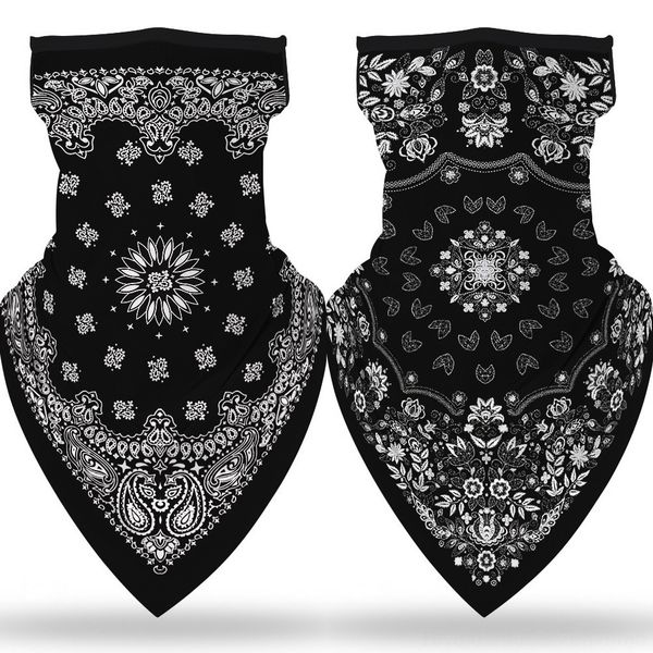

tufvc silk scarf face mask 40 styles outdoor sun protection mask scarf riding masks protective silk chiffon handkerchief, Black