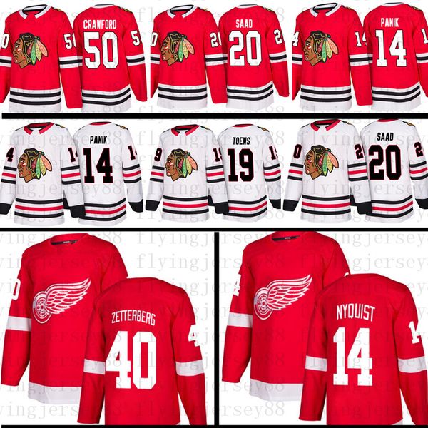 

14 Richard Panik 19 Jonathan Toews Corey Crawford Brandon Saad Chicago Blackhawks Gustav Nyquist 40 Henrik Zetterberg Detroit Red Wings