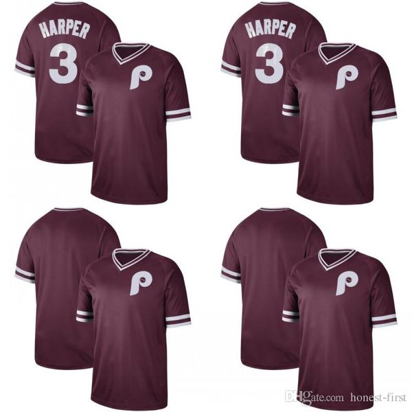 

New Philadelphia 3 Bryce Harper New Cooperstown Retro Collection Mesh Wordmark V-Neck Phillies Baseball News
