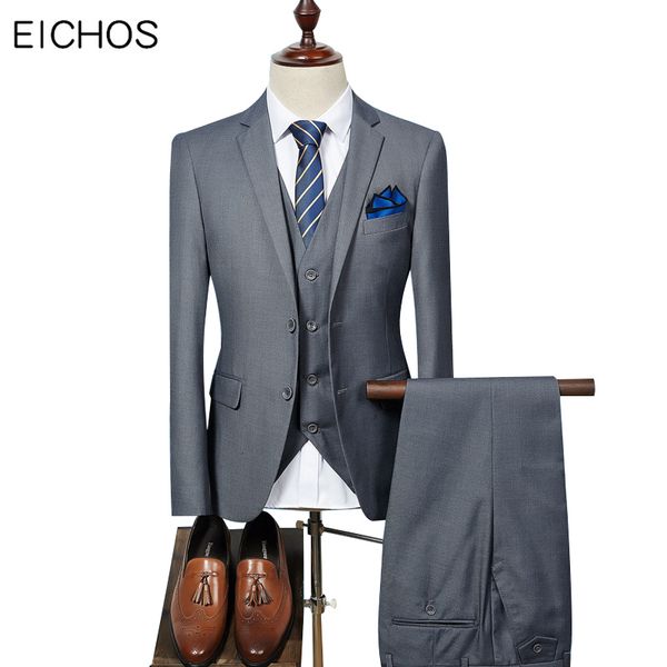 

2020 new fashion men suits slim three pieces pure color groom men wedding tuxedos costume homme blazers pants vest, White;black
