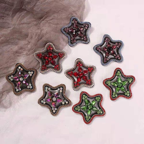 

colorful gemstone star ear studs luxury designer jewelry women earings red green purple ruby gem stud bling diamond friendship girl gf gifts, Golden;silver