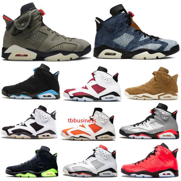 

2020 men 6 washed denim basketball shoes travis scotts gatorade green limited golden sneakers classic 6s unc athletic sports shoes with