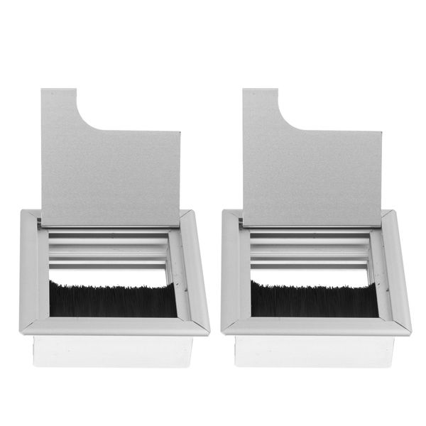

2x computer desk grommets table cable hole cover 8 x 8cm aluminum rectangle 3.15" x 3.15