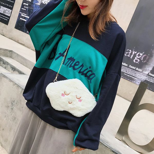 

2020 girl shoulder bag over-the-shoulder bag school sweet lady handbag velvet women messager crossbody