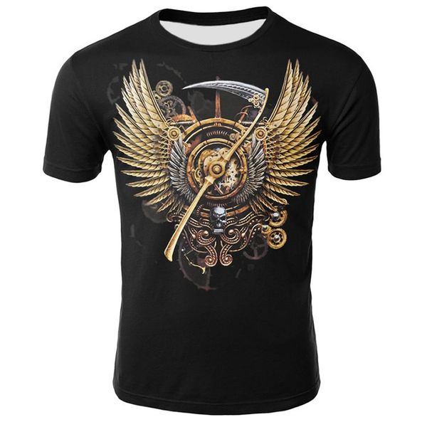 

dressing2020 2019 лето новая мужская футболка круглый вырез 3d цифровой серп печати с короткими рукавами футболки европейский и американский, White;black