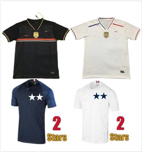 

19 20 new 2 star european football griezmann mbappe maillot soccer jersey 2020 kante pogba maillot de foot, Black