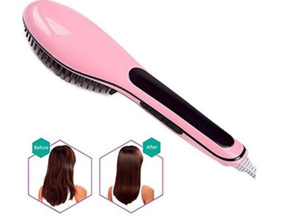 

straight hair combs artifact hair straightener brush electric hair care styling tools massage combs with led display, Black