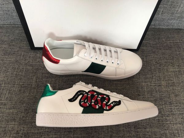 

discount lady fashion womens casual shoes italy designer sneakers shoes leather green red bee embroidered black tiger 35-46 t07