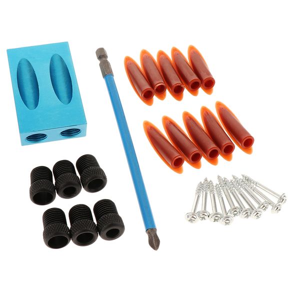

aluminum pocket hole jig kit 15° angle 6/8/10mm drill guide set hole puncher locator for woodworking