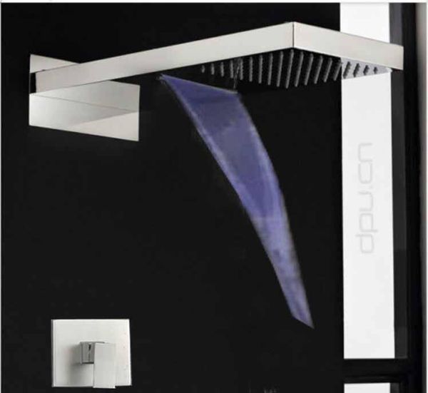 

new led color changes rainfall shower faucet single handle nickel brushed finish