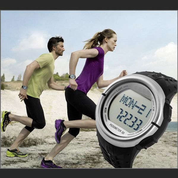 

pedometer heart rate monitor calories counter digital watch fitness outdoor wristwatches sports watches for men women l, Slivery;brown