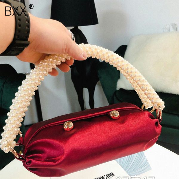 

bxx] women single shoulder bag all-match handbag 2020 autumn autumn handmade pearl handle boston bag package party clutch hi289