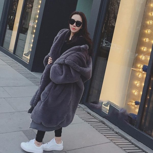 

plus size faux fur coat woman with hood black long faux fur jacket women winter coat oversized hoodie zipper 2019