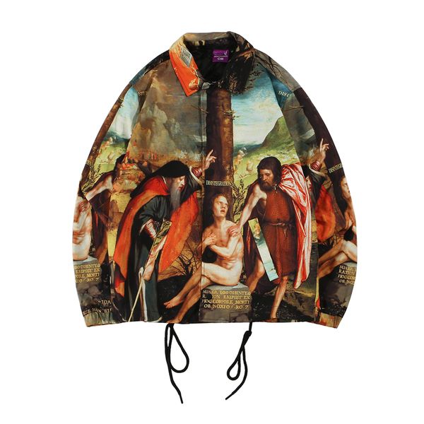 

painting pattern jacket high street men 2019 new, Black;brown