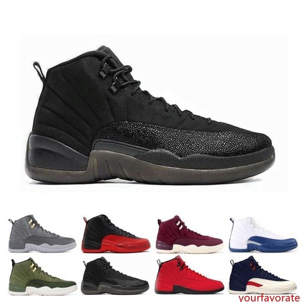 

2019 new 12 12s men basketball shoes sneakers winterized gym red taxi flu game dark grey 12s mens sports shoes 7-13