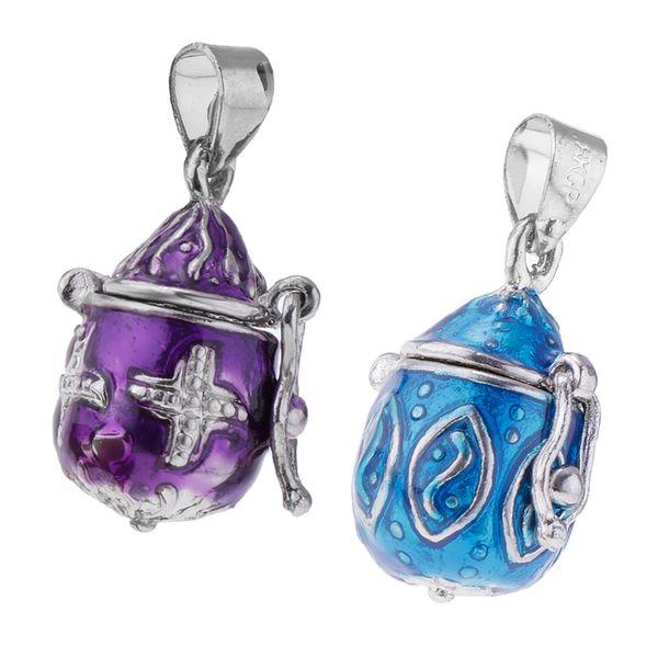 

2pcs enamel cremation keepsake urn pendant memorial pet ash holder openable jewelry, Silver
