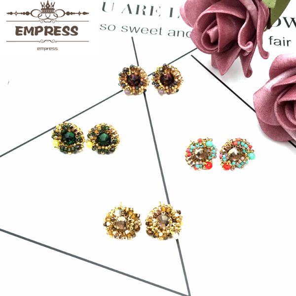 

fairywoo new fashion woman 925 silver boho little cute glass tassel handmade miyuki beads boho jewelry crystal earrings, Golden;silver
