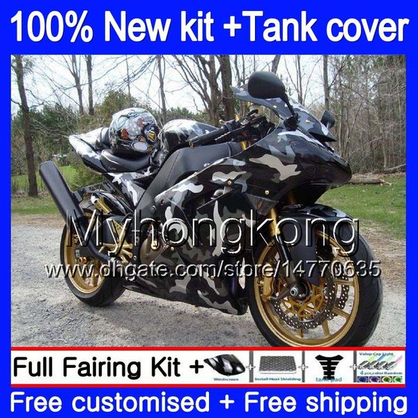 Corpo + Tanque Para KAWASAKI ZX1000 CC ZX 10 R ZX10R 2004 2005 214MY.0 ZX10R 04 05 ZX1000C 1000cc ZX 10R 04 05 ABS carenagens kit camuflagem cinza