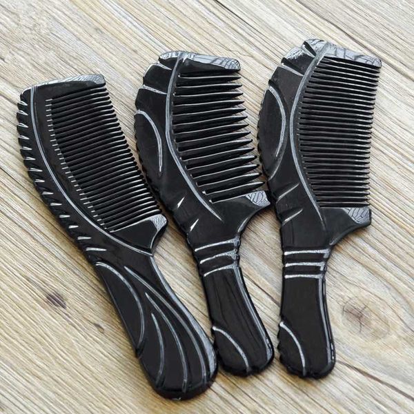 

1pc fine natural buffalo horn comb extra large изысканный резные craft comb широкий зуб длинная ручка straight g0425 волос, Silver