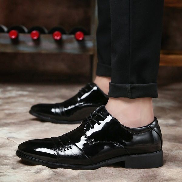 

qzhsmy dress shoes style trendy italian formal shoes men for man comfortable new elegant designer fashion male, Black